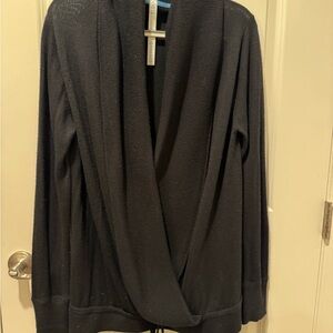 Lulu lemon Black Draped sweater  with tie waist size 12